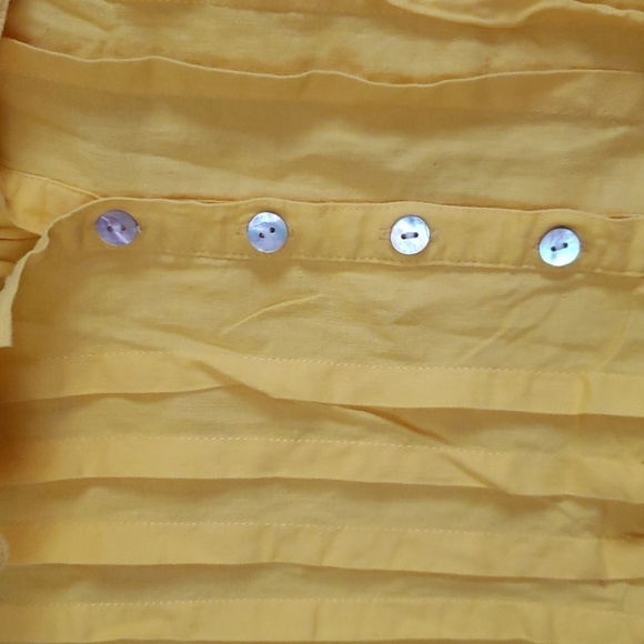 Sandro yellow linen rayon summer collared tank button front airy blouse women L - Picture 5 of 7